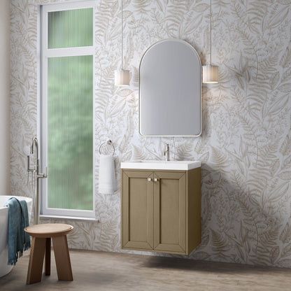 James Martin Vanities Chianti 24" Walnut Whisper Single Vanity With White Glossy Composite Stone Top