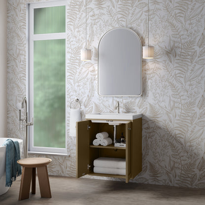 James Martin Vanities Chianti 24" Walnut Whisper Single Vanity With White Glossy Composite Stone Top