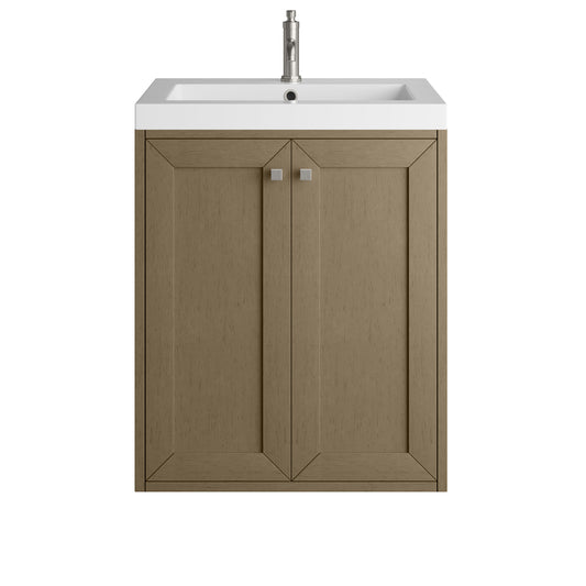 James Martin Vanities Chianti 24" Walnut Whisper Single Vanity With White Glossy Composite Stone Top