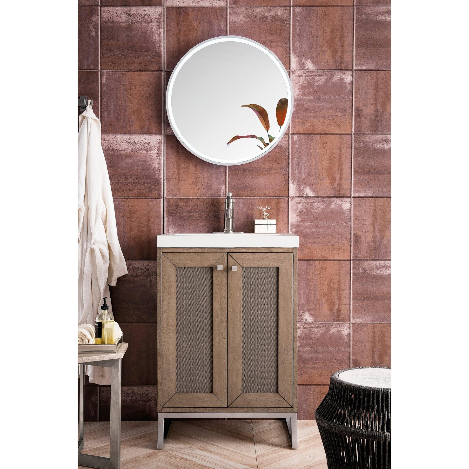 James Martin Vanities Chianti 24" Whitewashed Walnut, Brushed Nickel Single Vanity Cabinet