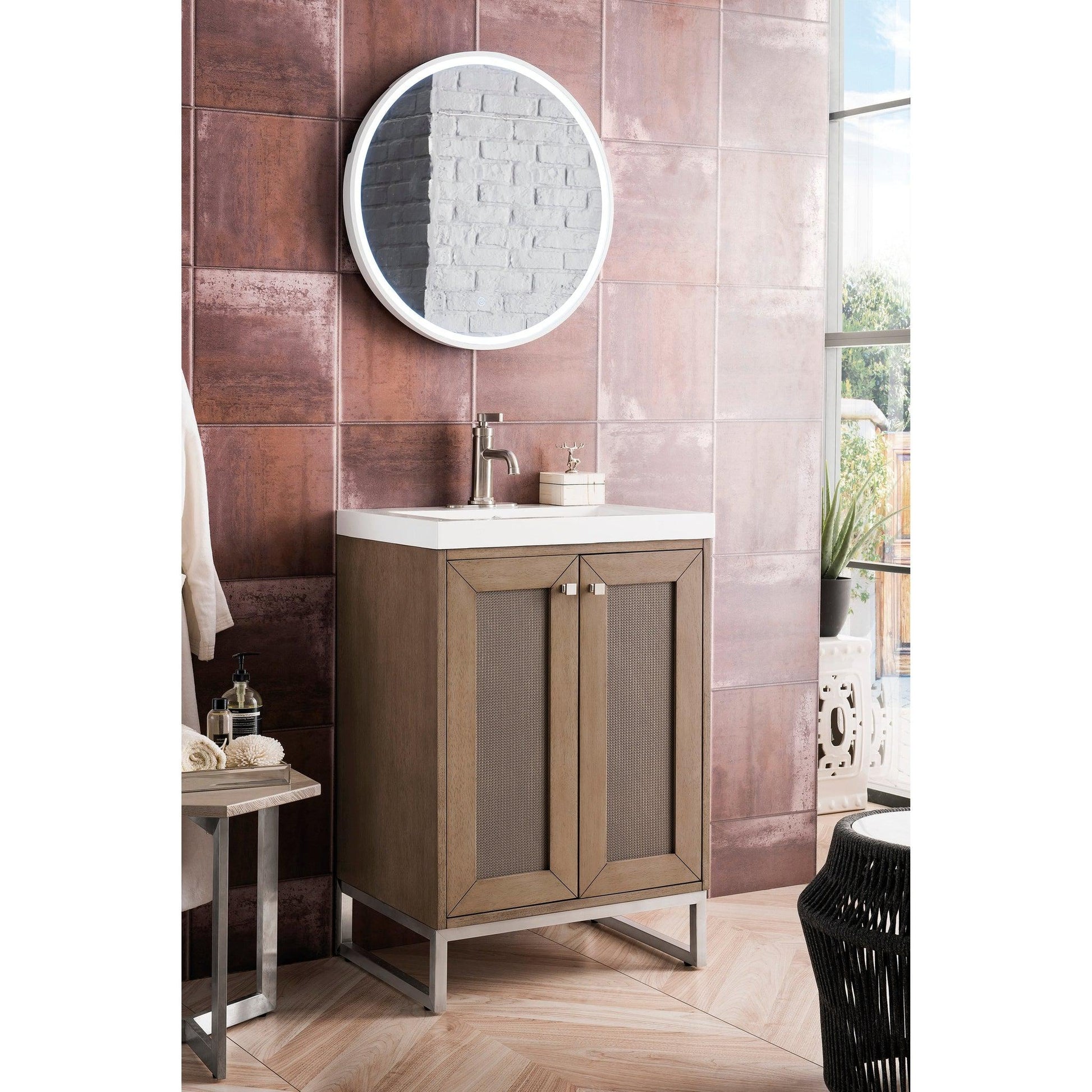 James Martin Vanities Chianti 24" Whitewashed Walnut, Brushed Nickel Single Vanity Cabinet