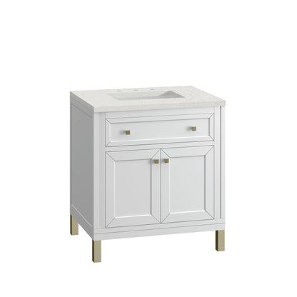 James Martin Vanities Chicago 30" Glossy White Single Vanity With 3 cm Lime Delight Top