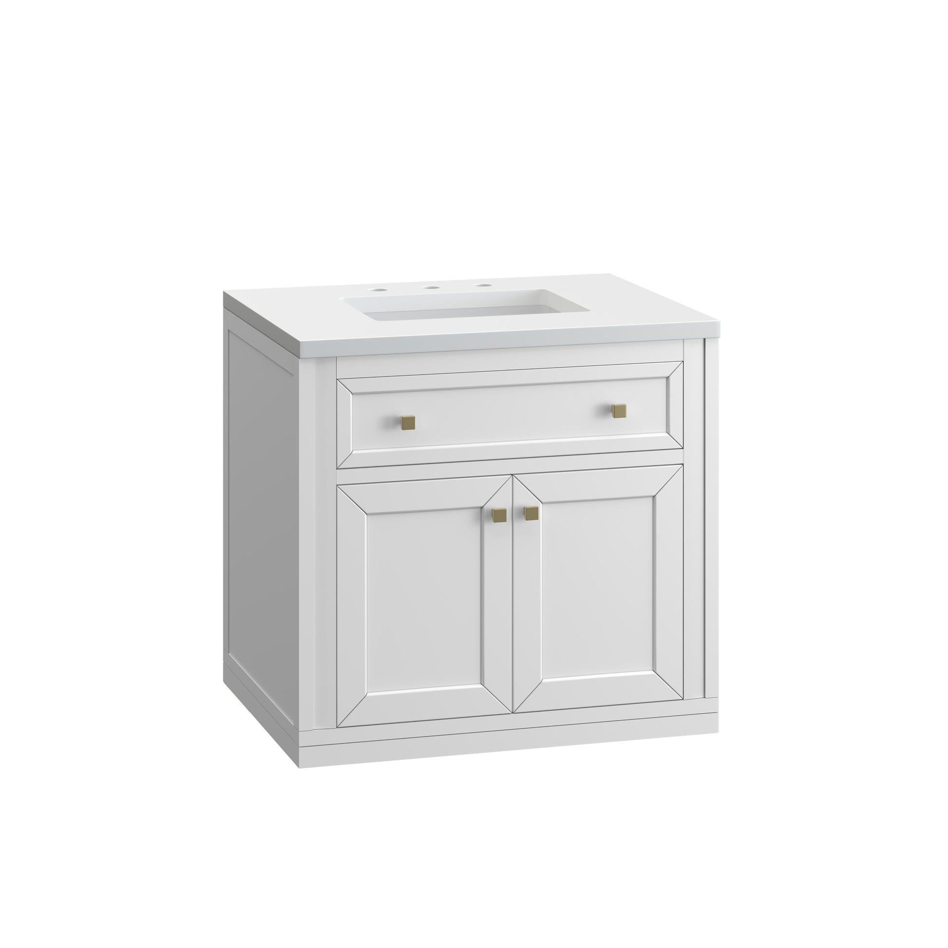 James Martin Vanities Chicago 30" Glossy White Single Vanity With 3 cm White Zeus Top