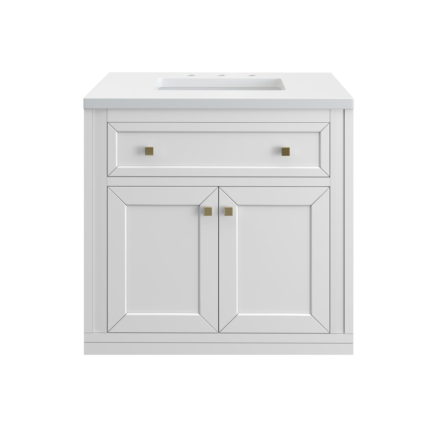 James Martin Vanities Chicago 30" Glossy White Single Vanity With 3 cm White Zeus Top