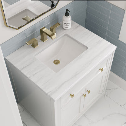 James Martin Vanities Chicago 30" Glossy White Single Vanity With 3cm Arctic Fall Solid Surface Top