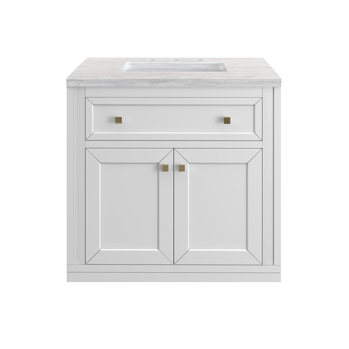 James Martin Vanities Chicago 30" Glossy White Single Vanity With 3cm Arctic Fall Solid Surface Top
