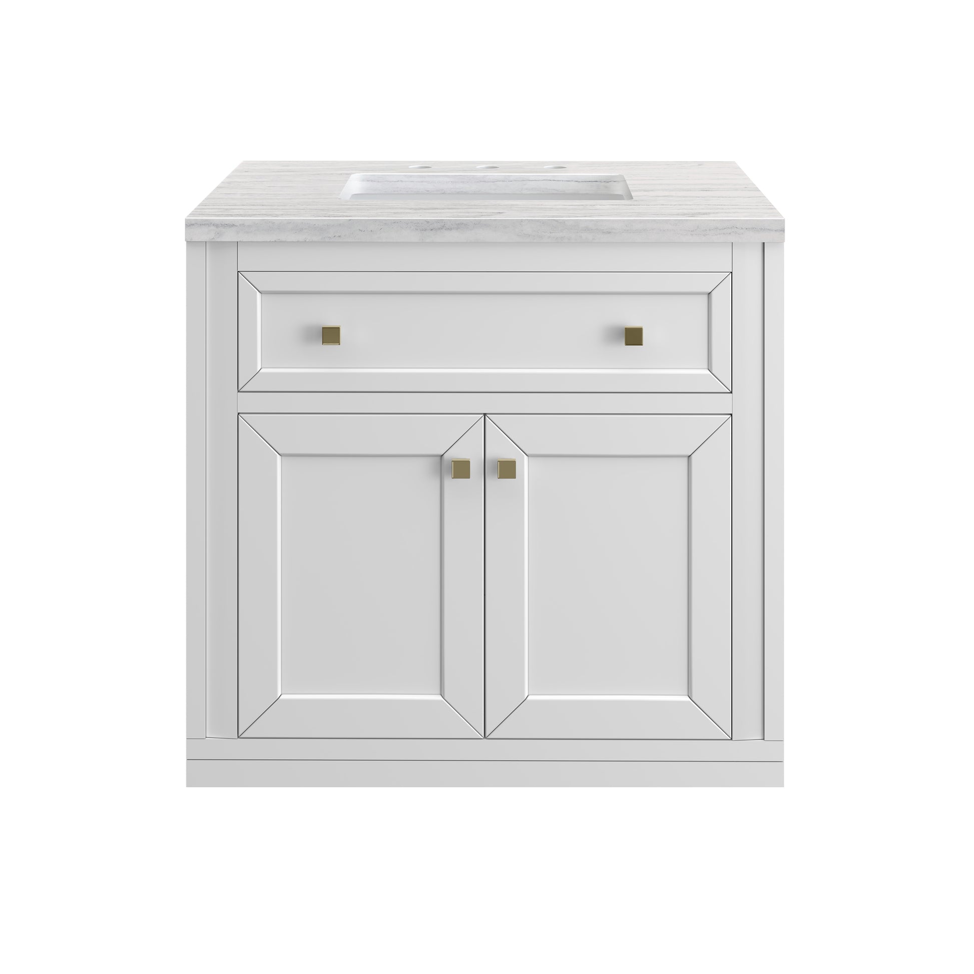 James Martin Vanities Chicago 30" Glossy White Single Vanity With 3cm Arctic Fall Solid Surface Top