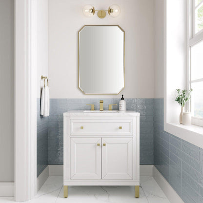 James Martin Vanities Chicago 30" Glossy White Single Vanity With 3cm Arctic Fall Top