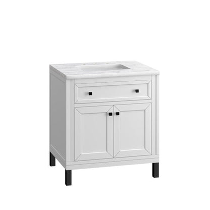 James Martin Vanities Chicago 30" Glossy White Single Vanity With 3cm Arctic Fall Top