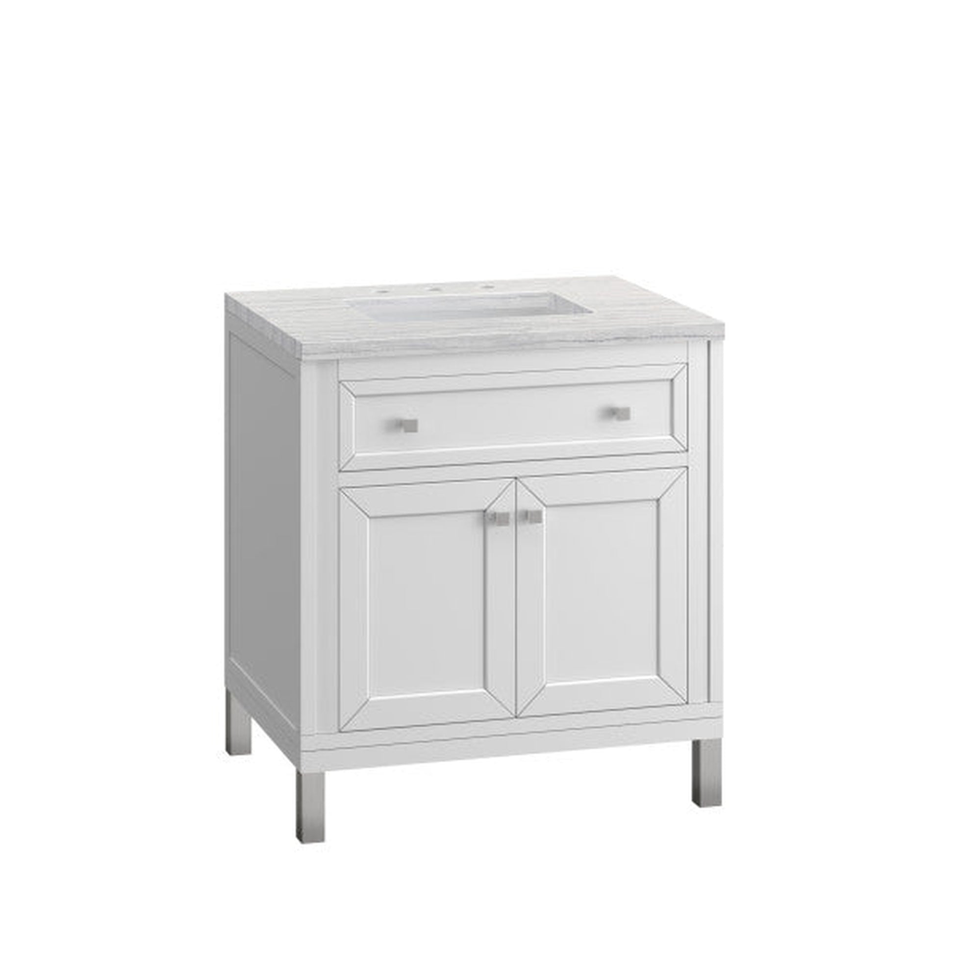 James Martin Vanities Chicago 30" Glossy White Single Vanity With 3cm Arctic Fall Top