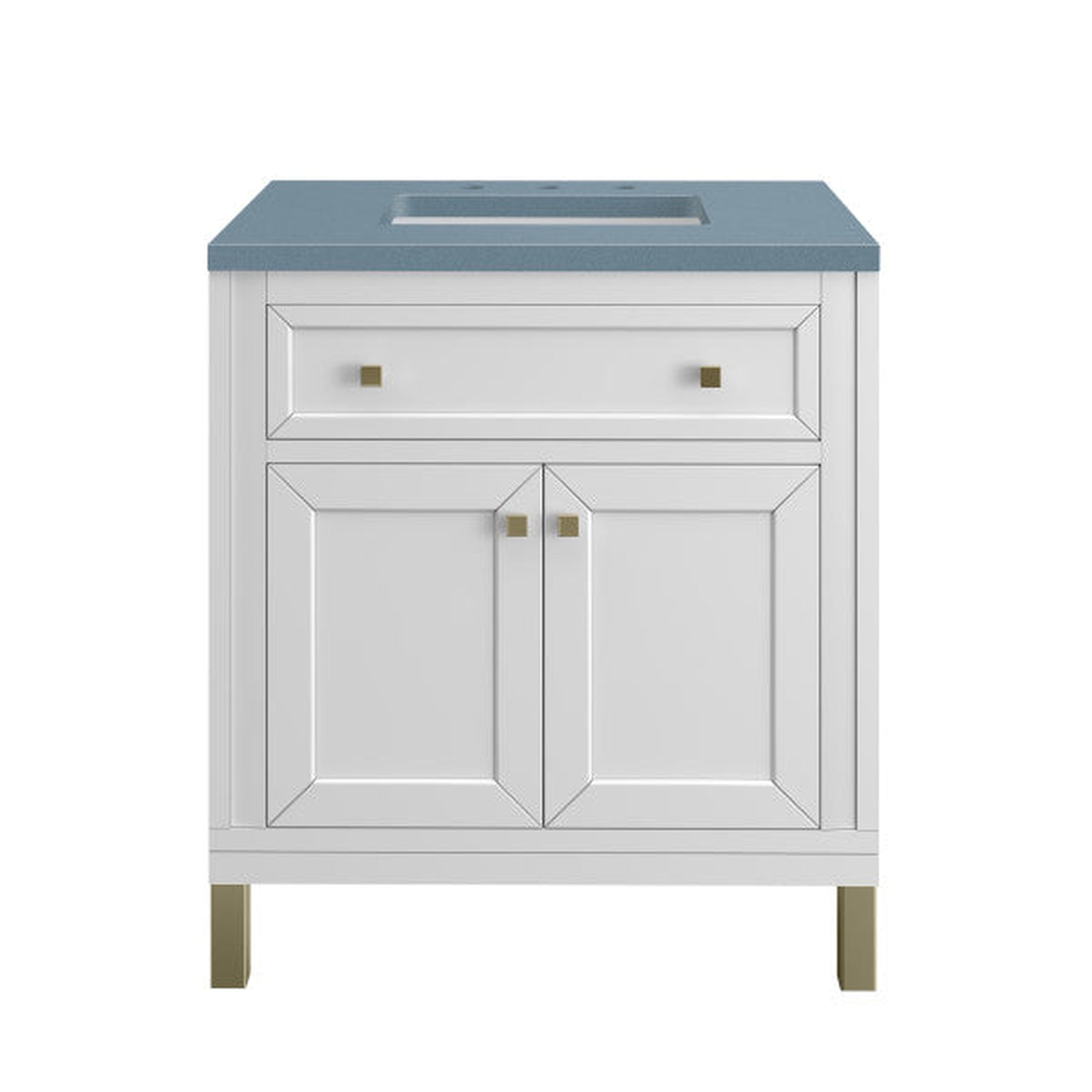 James Martin Vanities Chicago 30" Glossy White Single Vanity With 3cm Cala Blue Top