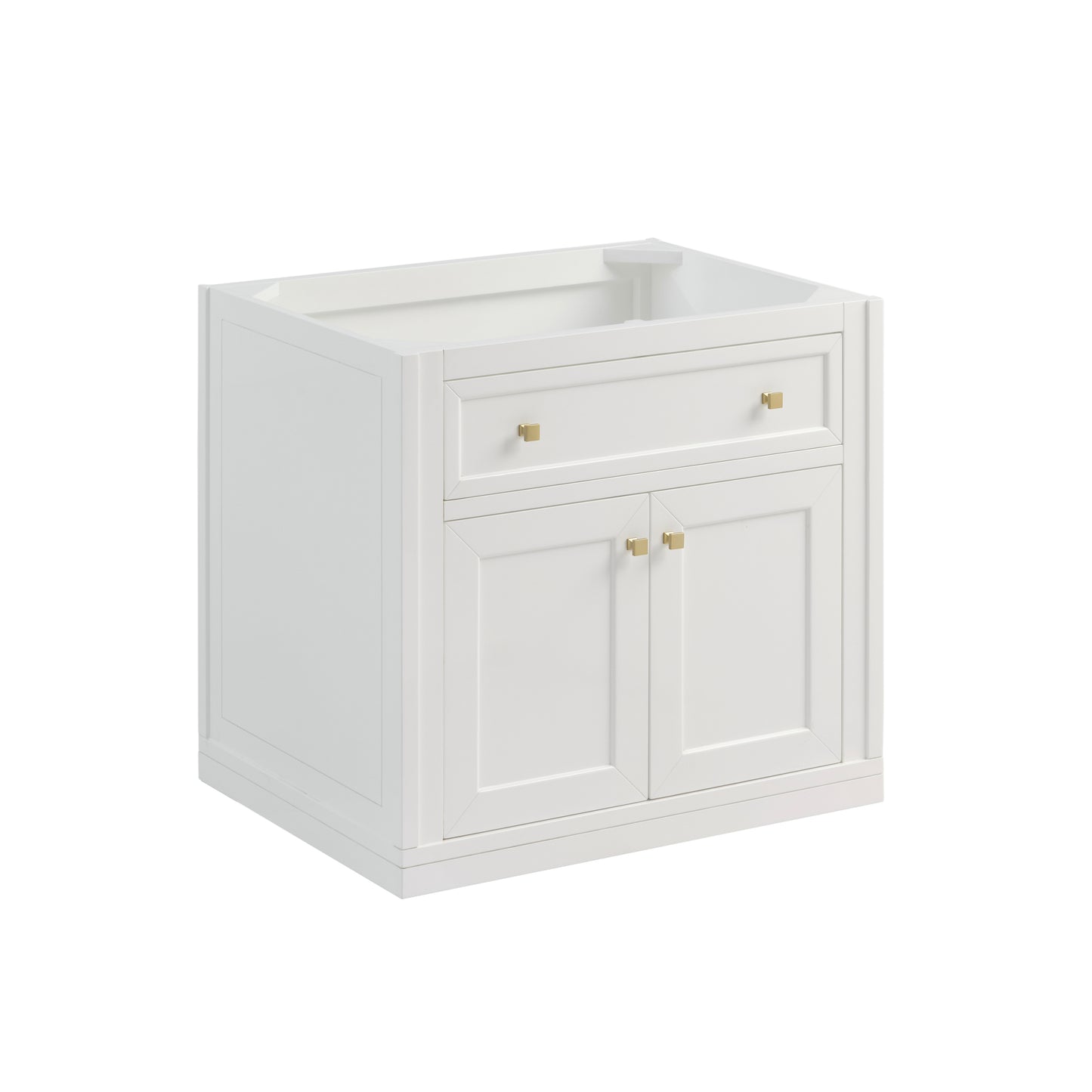 James Martin Vanities Chicago 30" Glossy White Single Vanity With 3cm Charcoal Soapstone Silestone Top