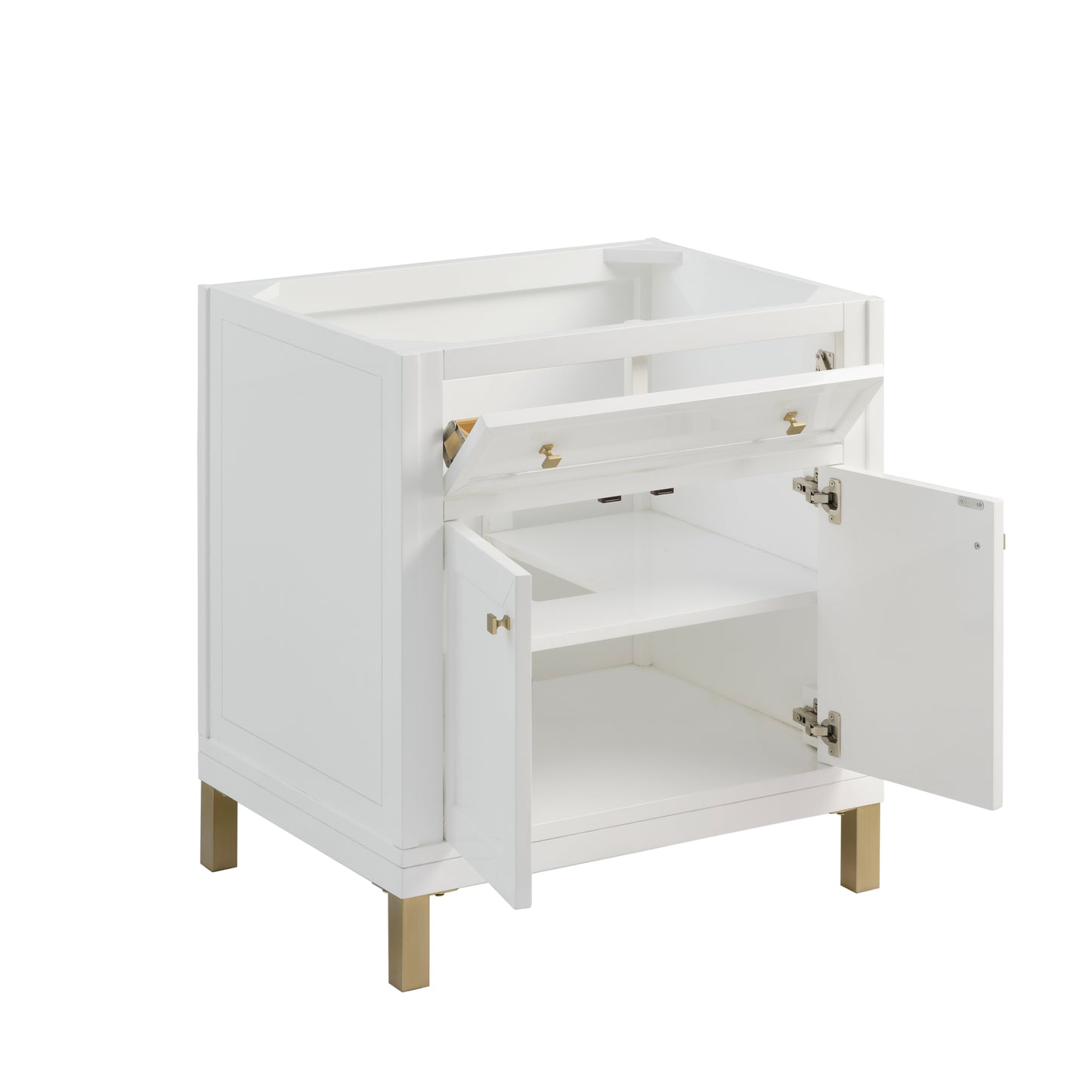 James Martin Vanities Chicago 30" Glossy White Single Vanity With 3cm Charcoal Soapstone Silestone Top