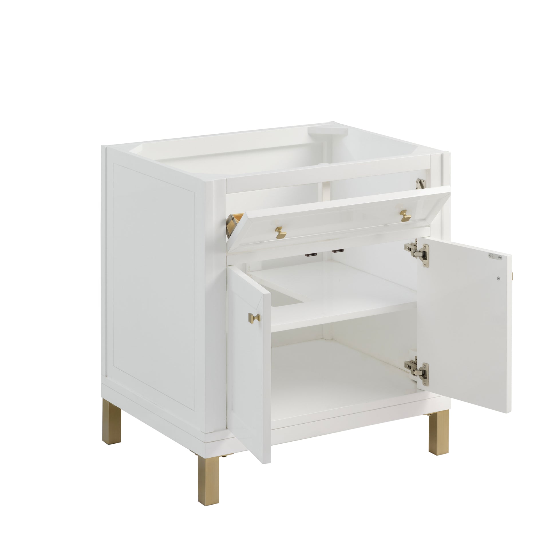 James Martin Vanities Chicago 30" Glossy White Single Vanity With 3cm Charcoal Soapstone Silestone Top