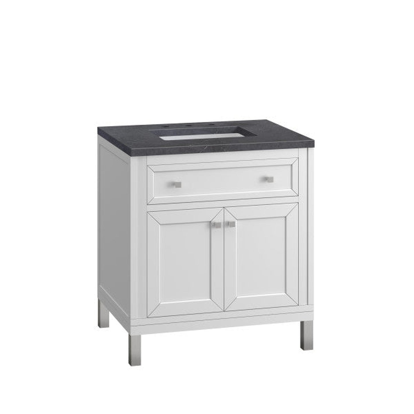 James Martin Vanities Chicago 30" Glossy White Single Vanity With 3cm Charcoal Soapstone Top