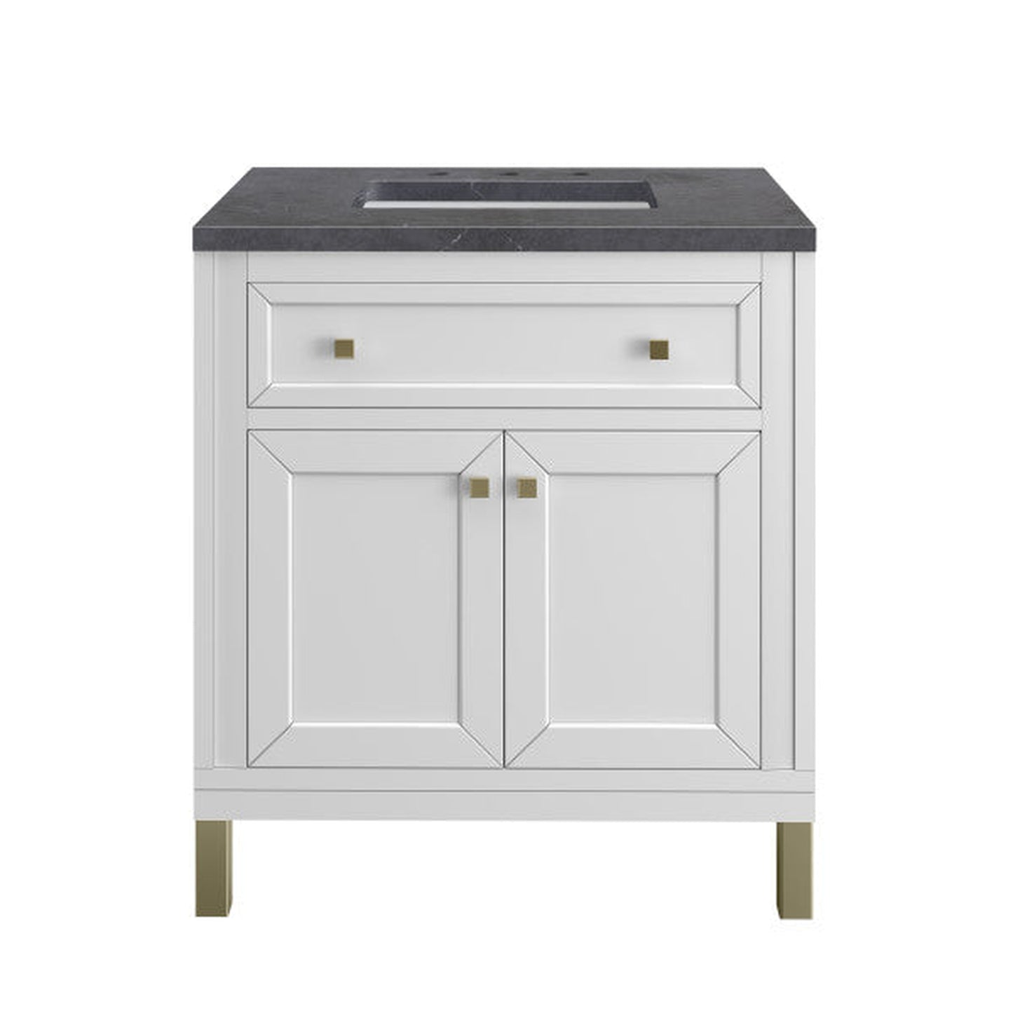 James Martin Vanities Chicago 30" Glossy White Single Vanity With 3cm Charcoal Soapstone Top