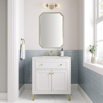 James Martin Vanities Chicago 30" Glossy White Single Vanity With 3cm Eternal Jasmine Pearl Top