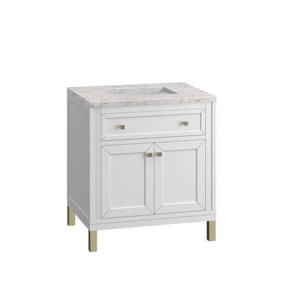 James Martin Vanities Chicago 30" Glossy White Single Vanity With 3cm Eternal Jasmine Pearl Top