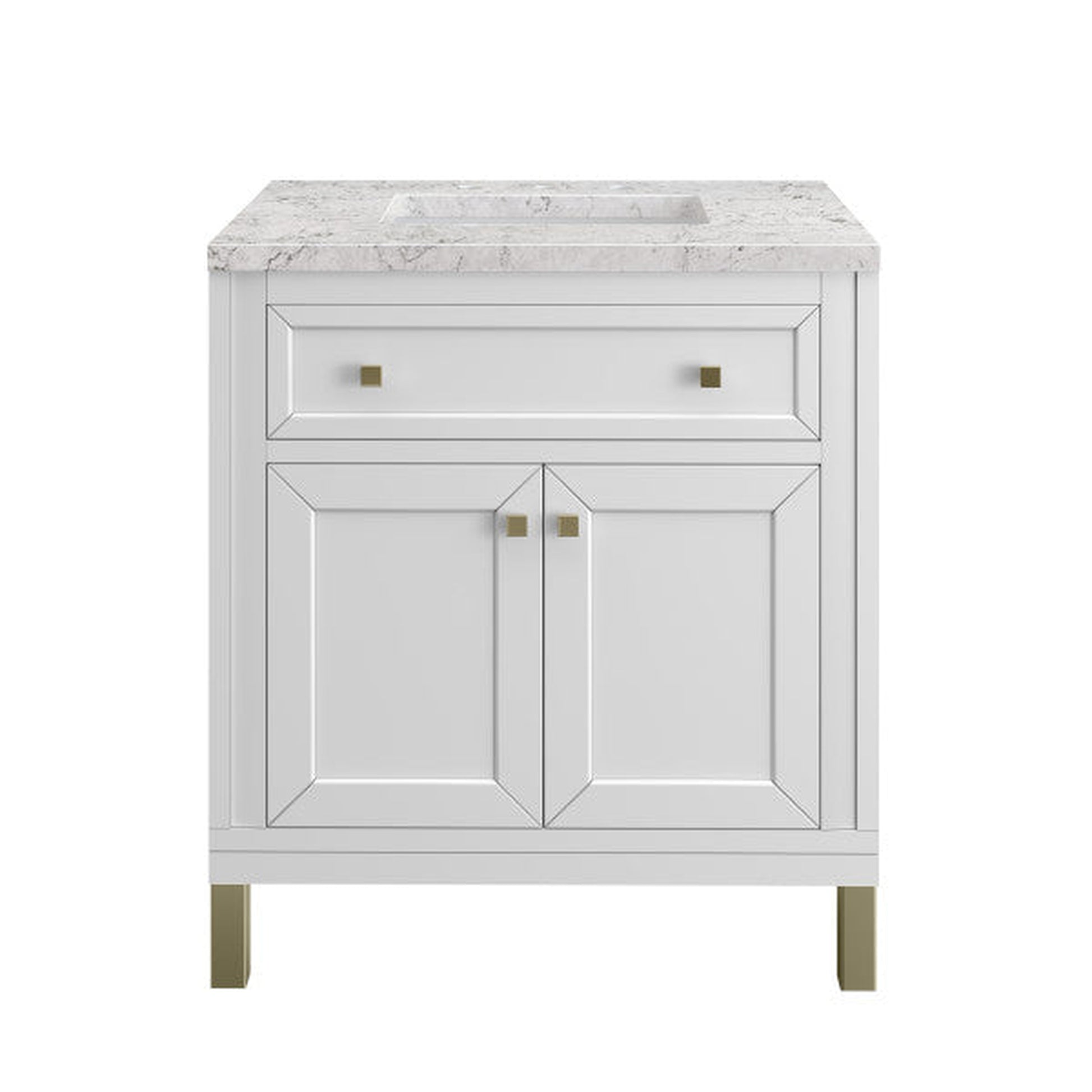 James Martin Vanities Chicago 30" Glossy White Single Vanity With 3cm Eternal Jasmine Pearl Top