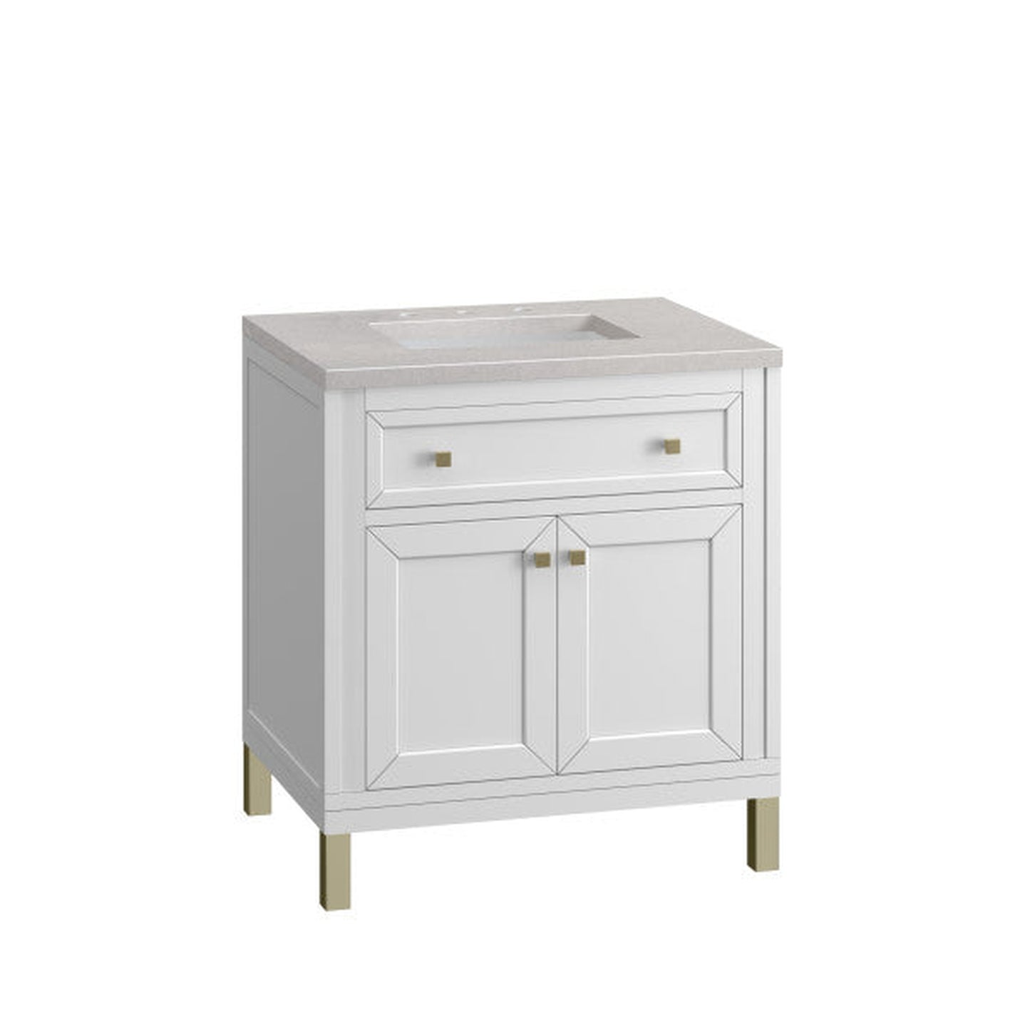 James Martin Vanities Chicago 30" Glossy White Single Vanity With 3cm Eternal Serena Top