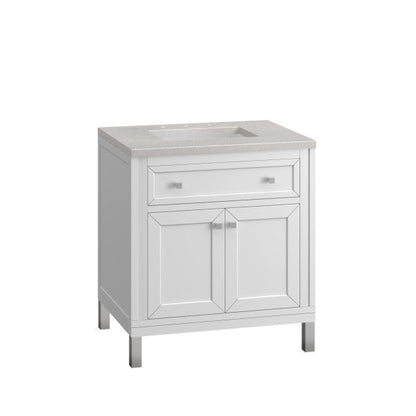 James Martin Vanities Chicago 30" Glossy White Single Vanity With 3cm Eternal Serena Top