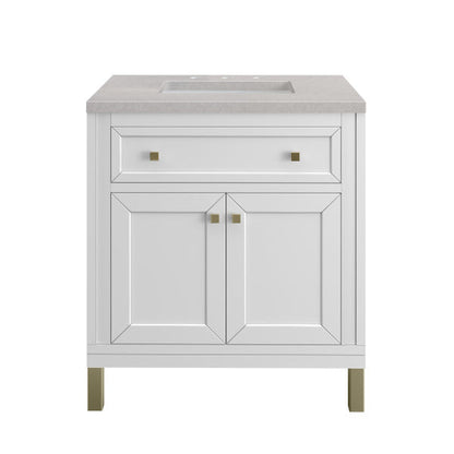 James Martin Vanities Chicago 30" Glossy White Single Vanity With 3cm Eternal Serena Top