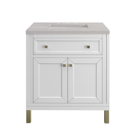 James Martin Vanities Chicago 30" Glossy White Single Vanity With 3cm Eternal Serena Top