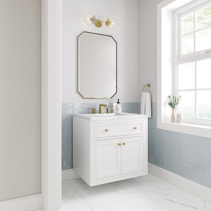 James Martin Vanities Chicago 30" Glossy White Single Vanity With 3cm Ethereal Noctis Silestone Top
