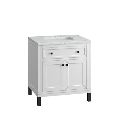 James Martin Vanities Chicago 30" Glossy White Single Vanity With 3cm Ethereal Noctis Top