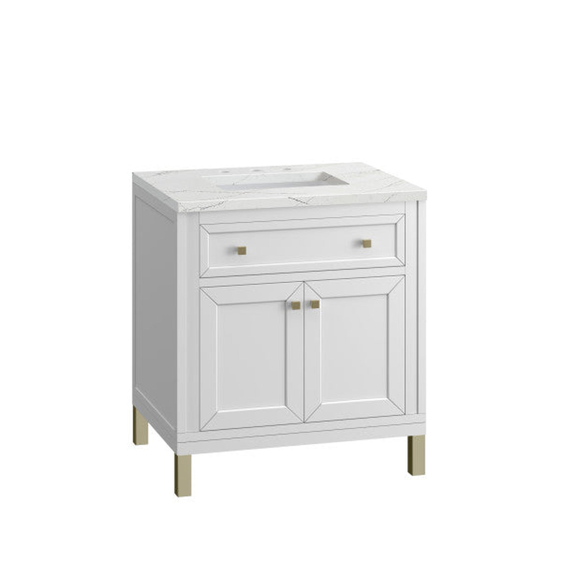 James Martin Vanities Chicago 30" Glossy White Single Vanity With 3cm Ethereal Noctis Top