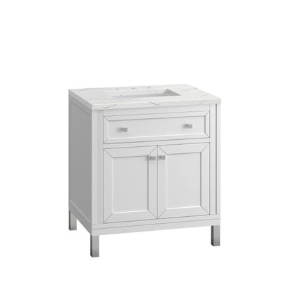 James Martin Vanities Chicago 30" Glossy White Single Vanity With 3cm Ethereal Noctis Top