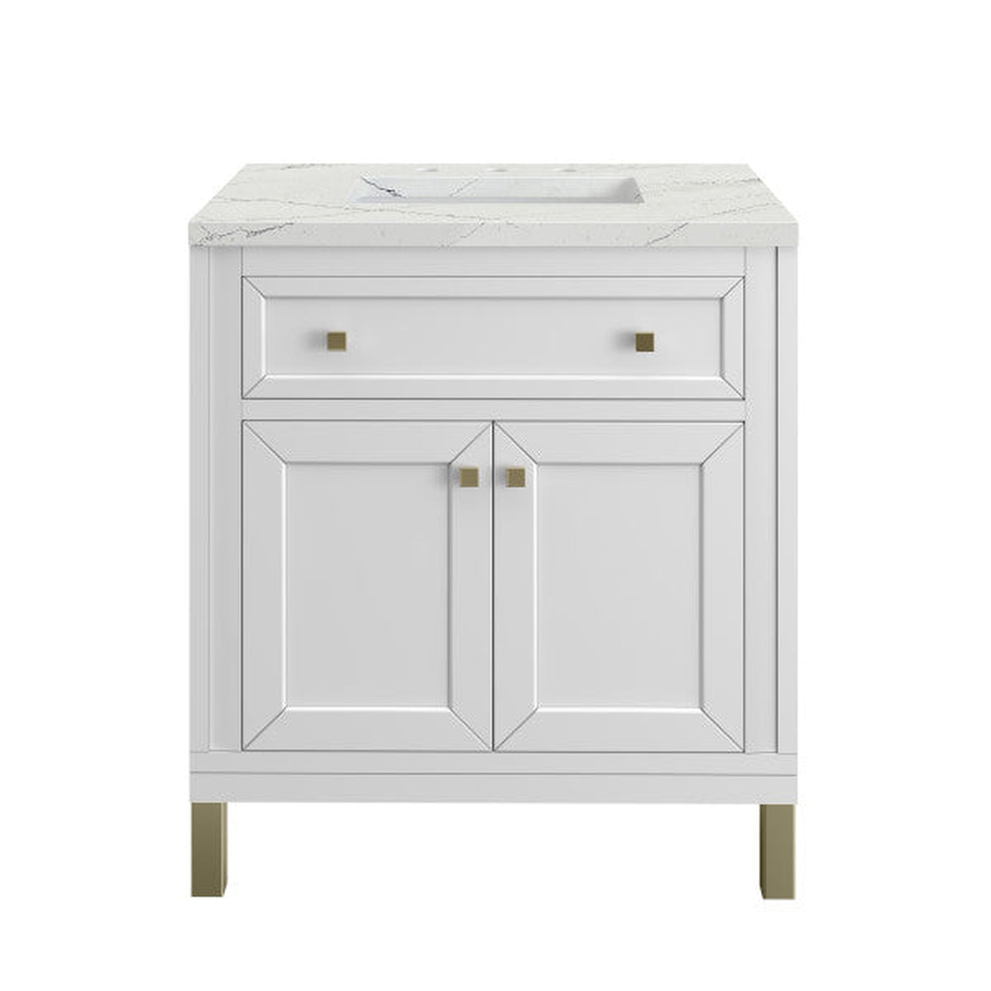 James Martin Vanities Chicago 30" Glossy White Single Vanity With 3cm Ethereal Noctis Top