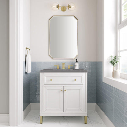 James Martin Vanities Chicago 30" Glossy White Single Vanity With 3cm Grey Expo Top