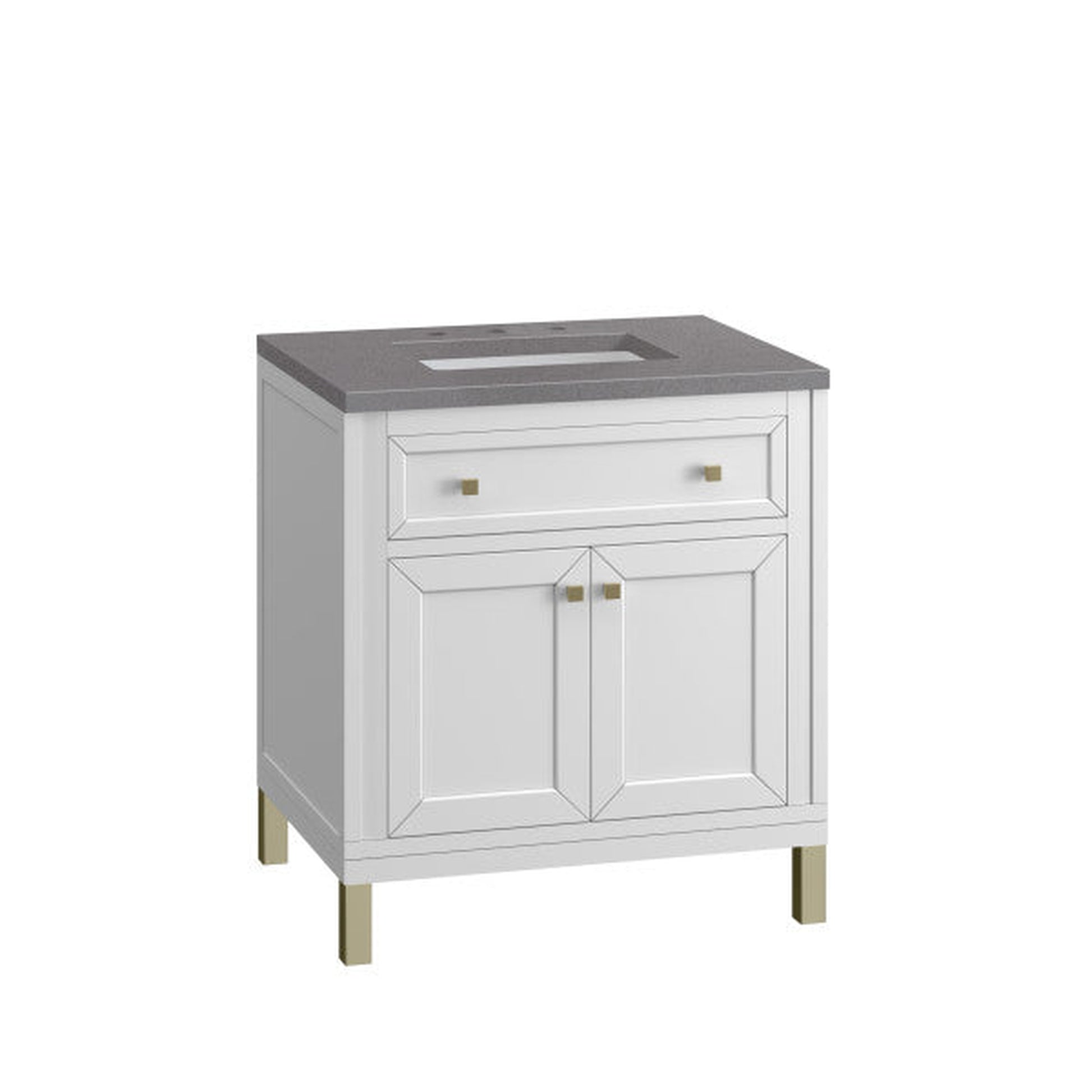 James Martin Vanities Chicago 30" Glossy White Single Vanity With 3cm Grey Expo Top