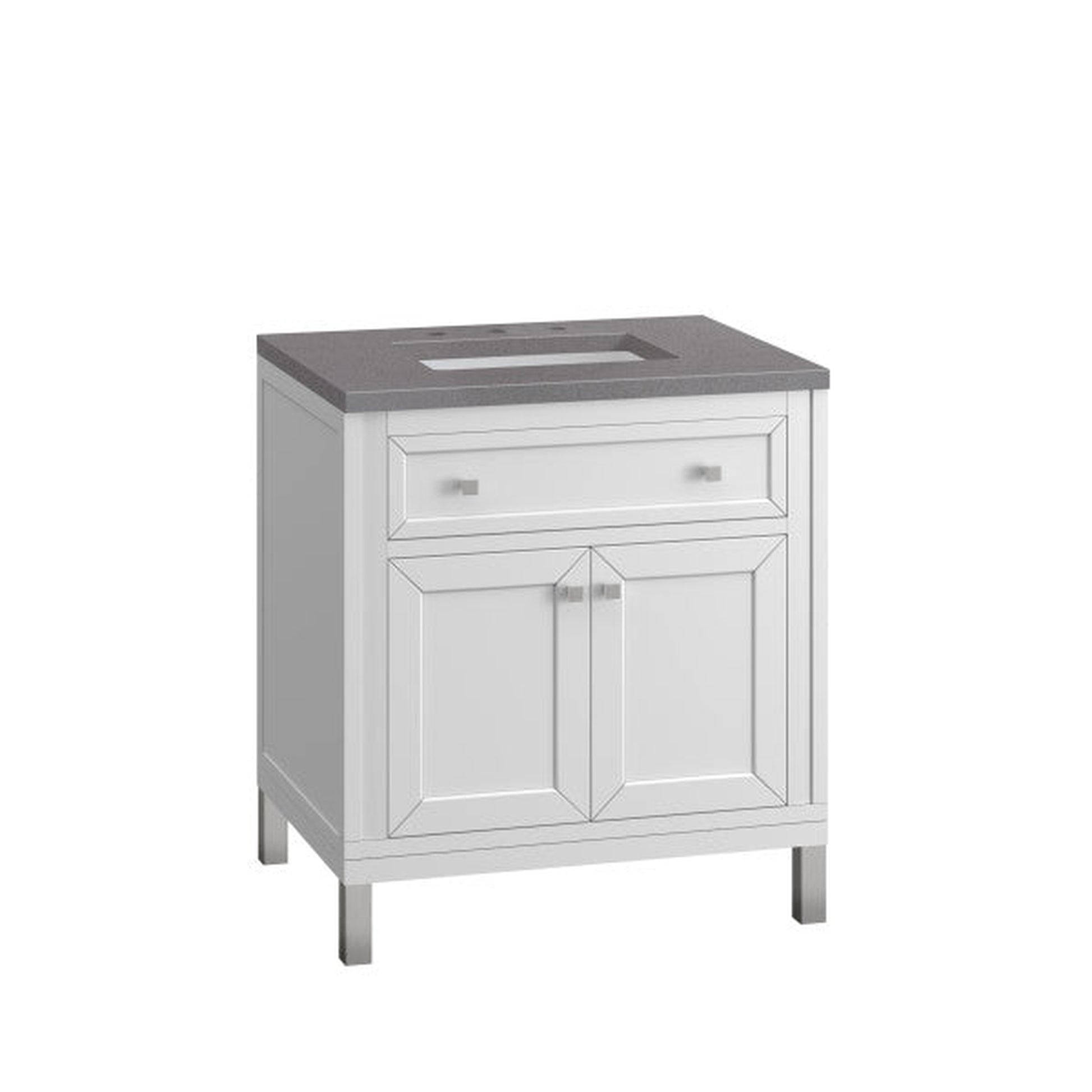 James Martin Vanities Chicago 30" Glossy White Single Vanity With 3cm Grey Expo Top