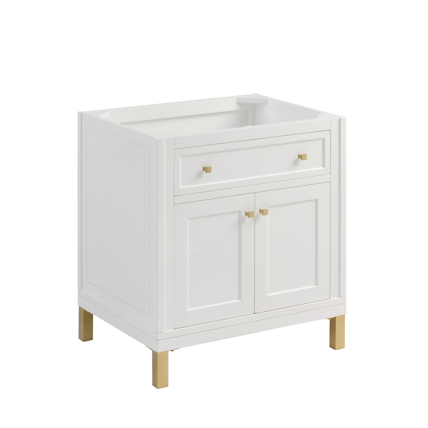 James Martin Vanities Chicago 30" Glossy White Single Vanity With 3cm Lime Delight Silestone Top