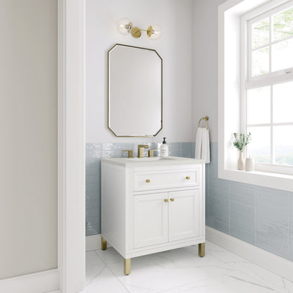 James Martin Vanities Chicago 30" Glossy White Single Vanity With 3cm Lime Delight Silestone Top