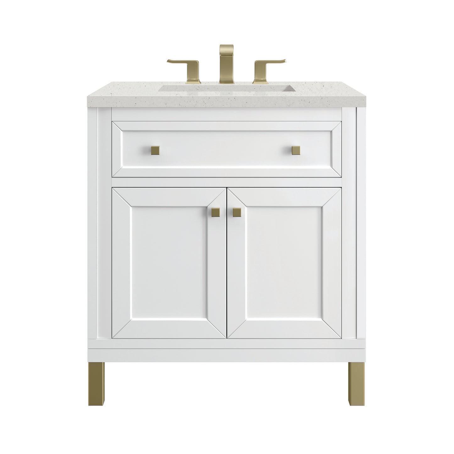 James Martin Vanities Chicago 30" Glossy White Single Vanity With 3cm Lime Delight Silestone Top