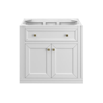 James Martin Vanities Chicago 30" Glossy White Single Vanity With 3cm White Zeus Silestone Top