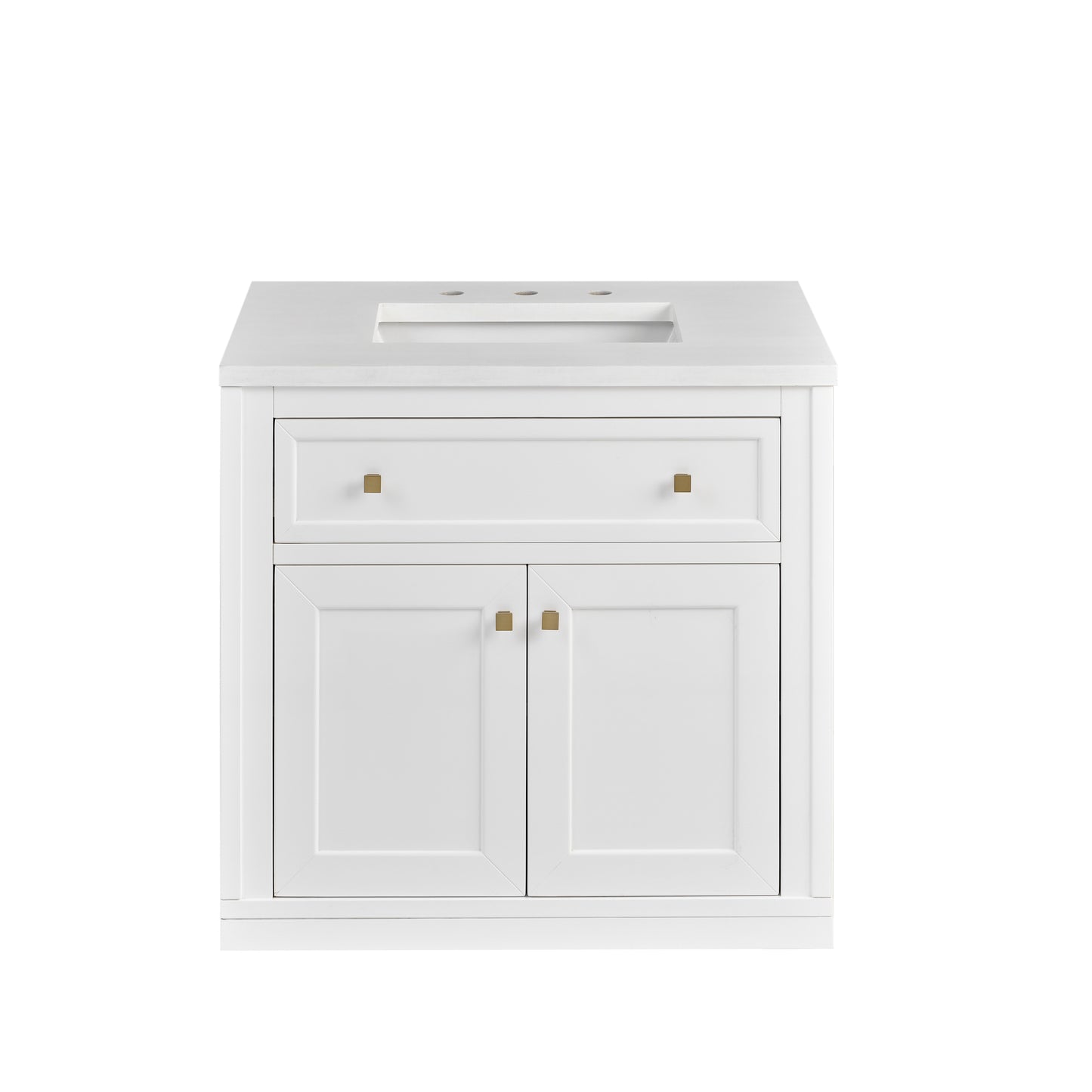 James Martin Vanities Chicago 30" Glossy White Single Vanity With 3cm White Zeus Silestone Top