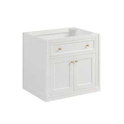 James Martin Vanities Chicago 30" Glossy White Single Vanity With Single Hole 3cm White Zeus Silestone Top and Backsplash