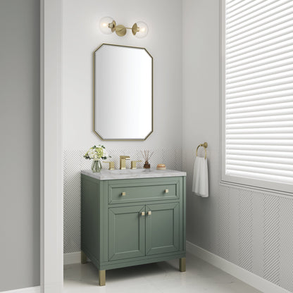 James Martin Vanities Chicago 30" Smokey Celadon Single Vanity With 3 cm Victorian Silver Top