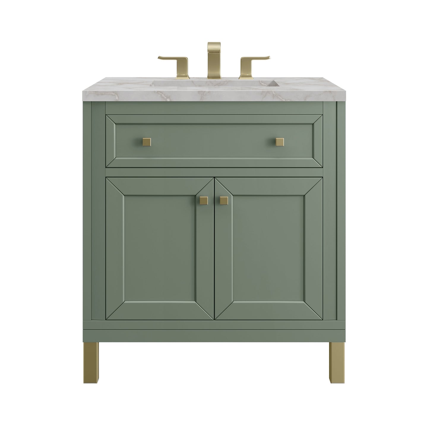 James Martin Vanities Chicago 30" Smokey Celadon Single Vanity With 3 cm Victorian Silver Top