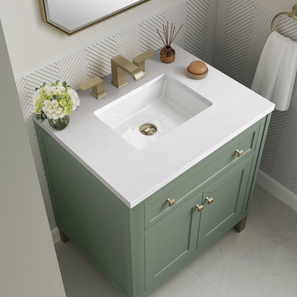 James Martin Vanities Chicago 30" Smokey Celadon Single Vanity With 3 cm White Zeus Top