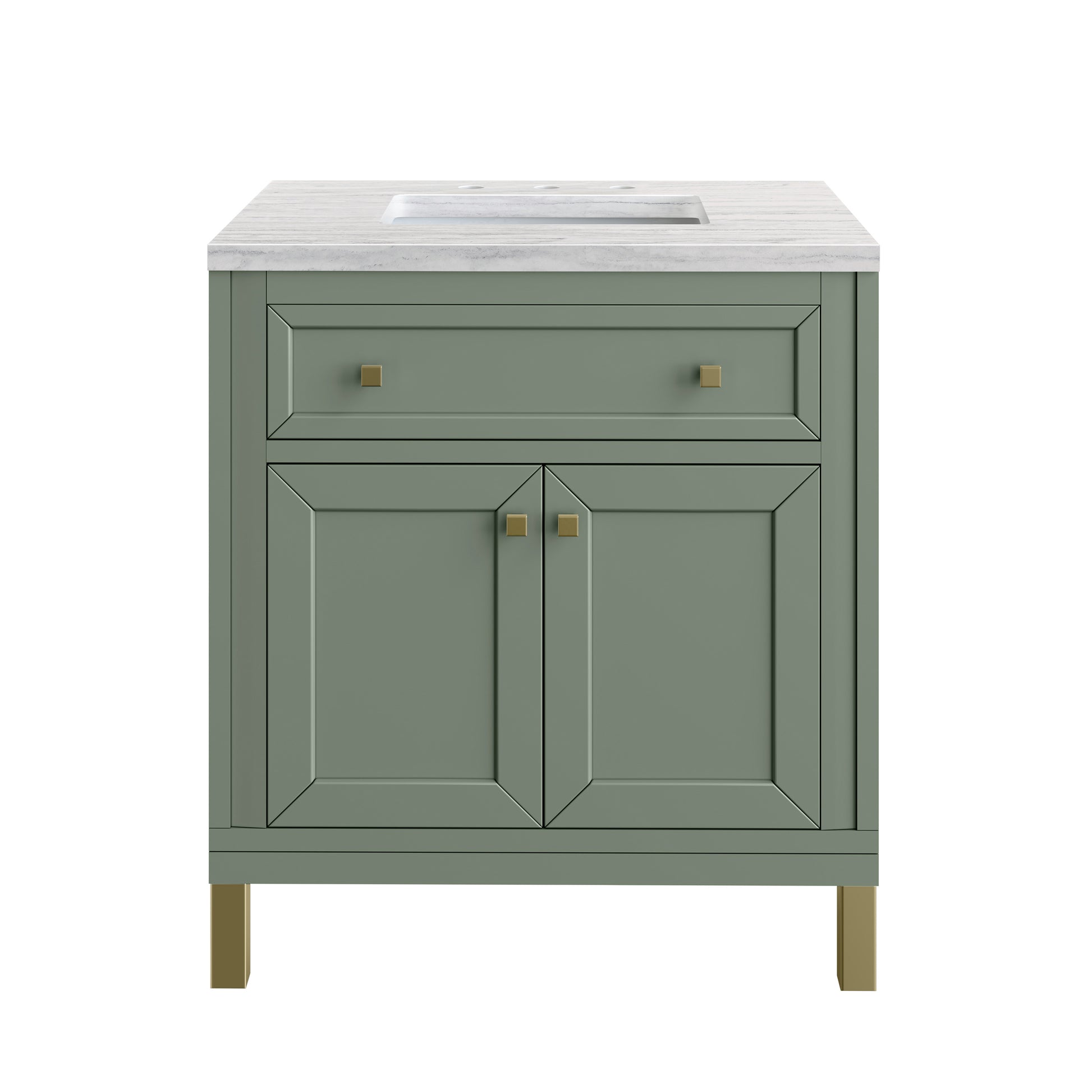 James Martin Vanities Chicago 30" Smokey Celadon Single Vanity With 3cm Arctic Fall Solid Surface Top
