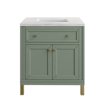 James Martin Vanities Chicago 30" Smokey Celadon Single Vanity With 3cm Arctic Fall Solid Surface Top