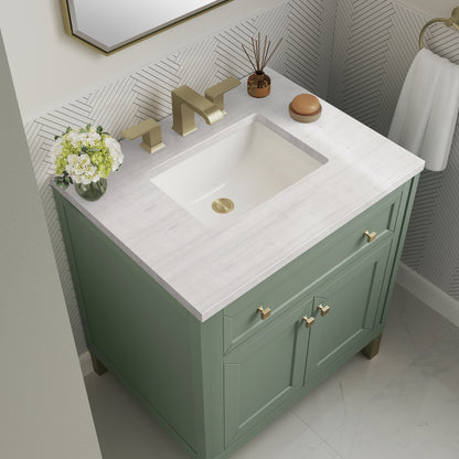 James Martin Vanities Chicago 30" Smokey Celadon Single Vanity With 3cm Arctic Fall Solid Surface Top