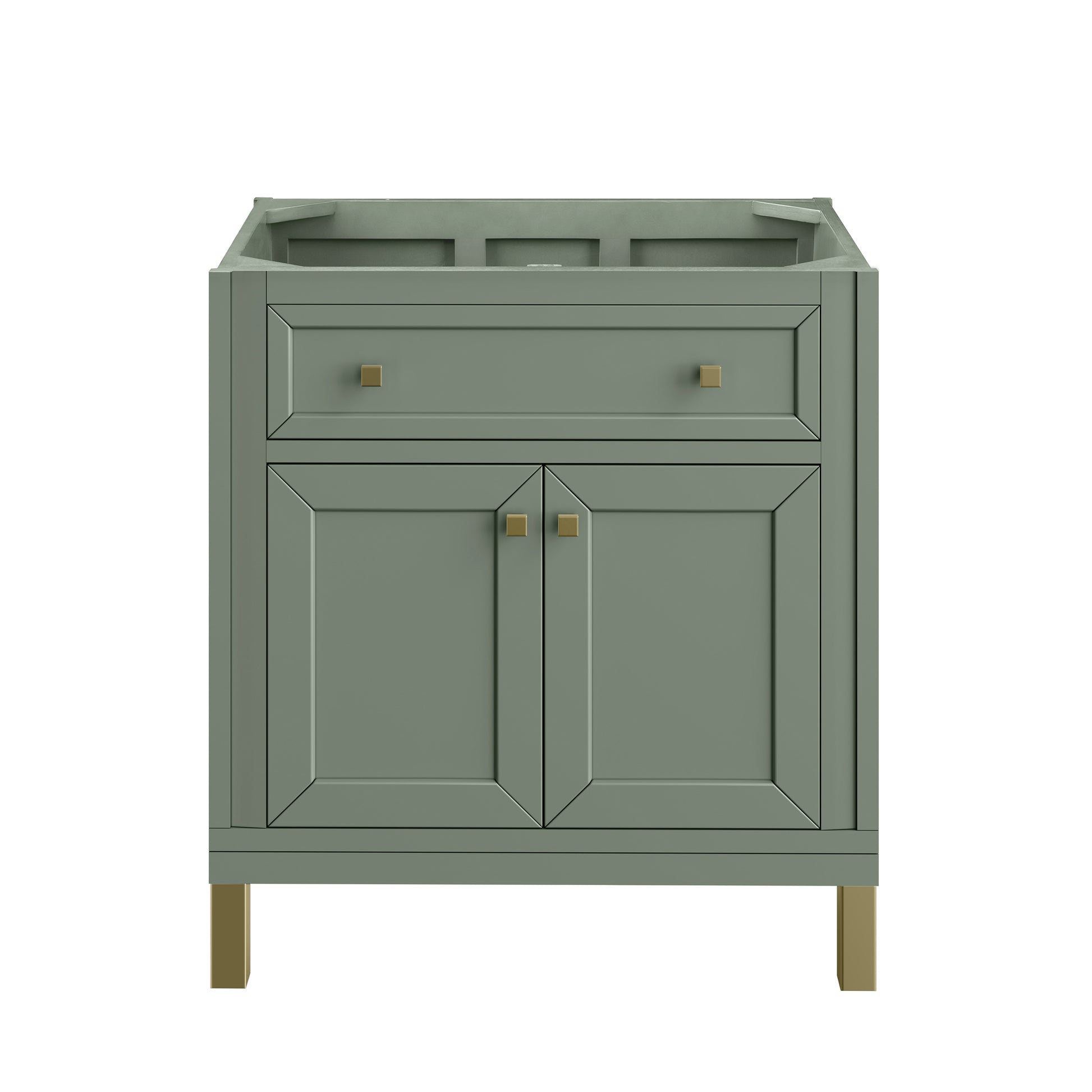 James Martin Vanities Chicago 30" Smokey Celadon Single Vanity With 3cm Charcoal Soapstone Silestone Top