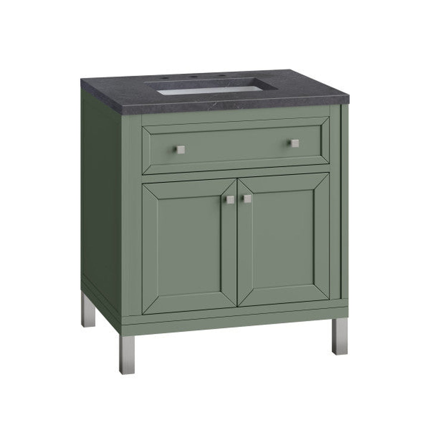 James Martin Vanities Chicago 30" Smokey Celadon Single Vanity With 3cm Charcoal Soapstone Top