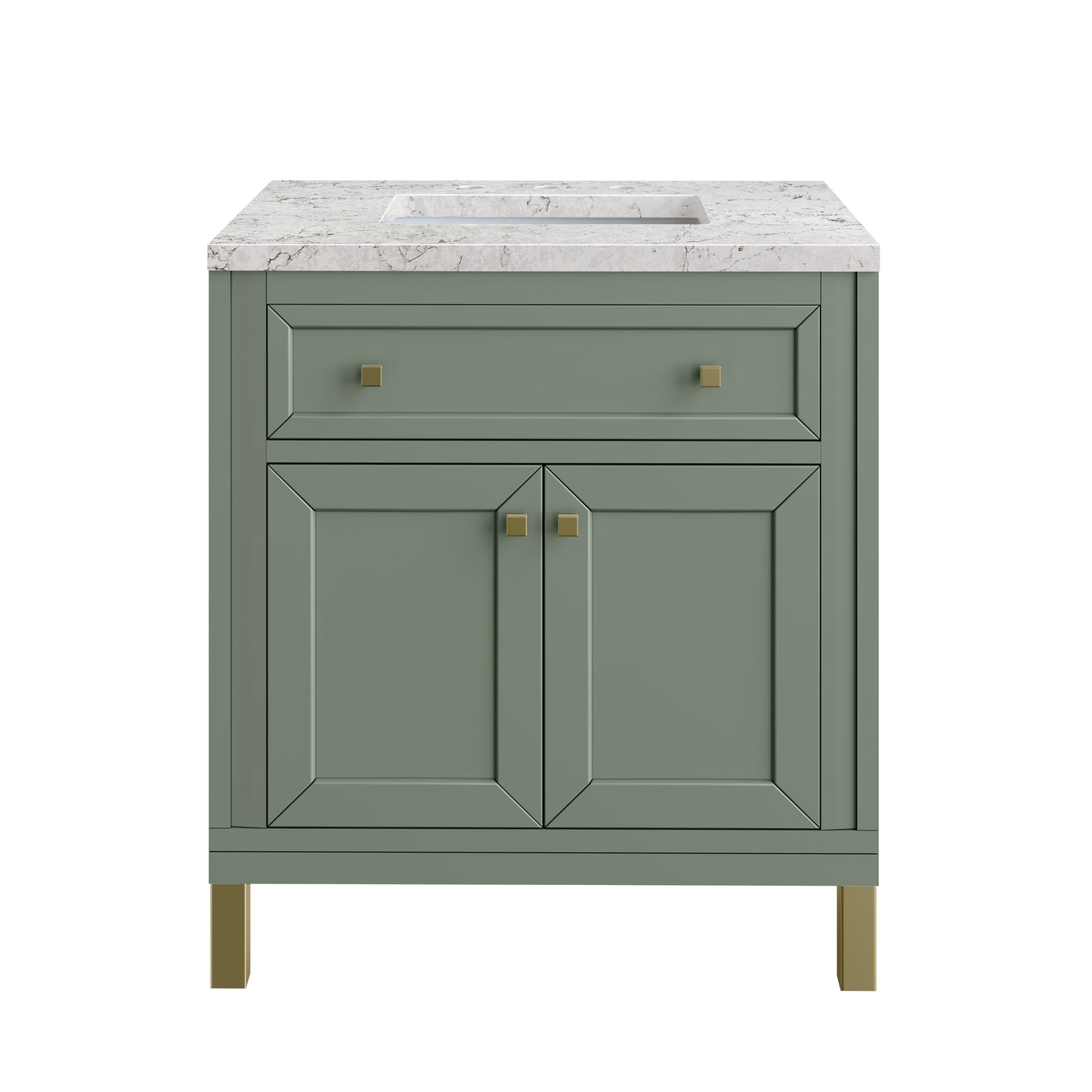 James Martin Vanities Chicago 30" Smokey Celadon Single Vanity With 3cm Eternal Jasmine Pearl Silestone Top